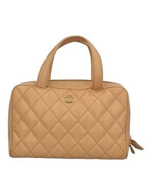 Chanel Wild Stitch Handbag Calf Beige